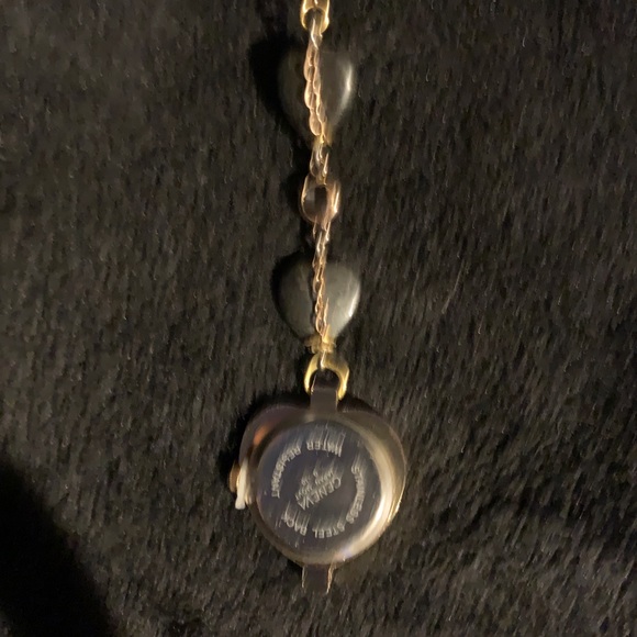 Original One of a Kind Hematite Heart and Gold Chain Clock Drop Necklace - Picture 3 of 15